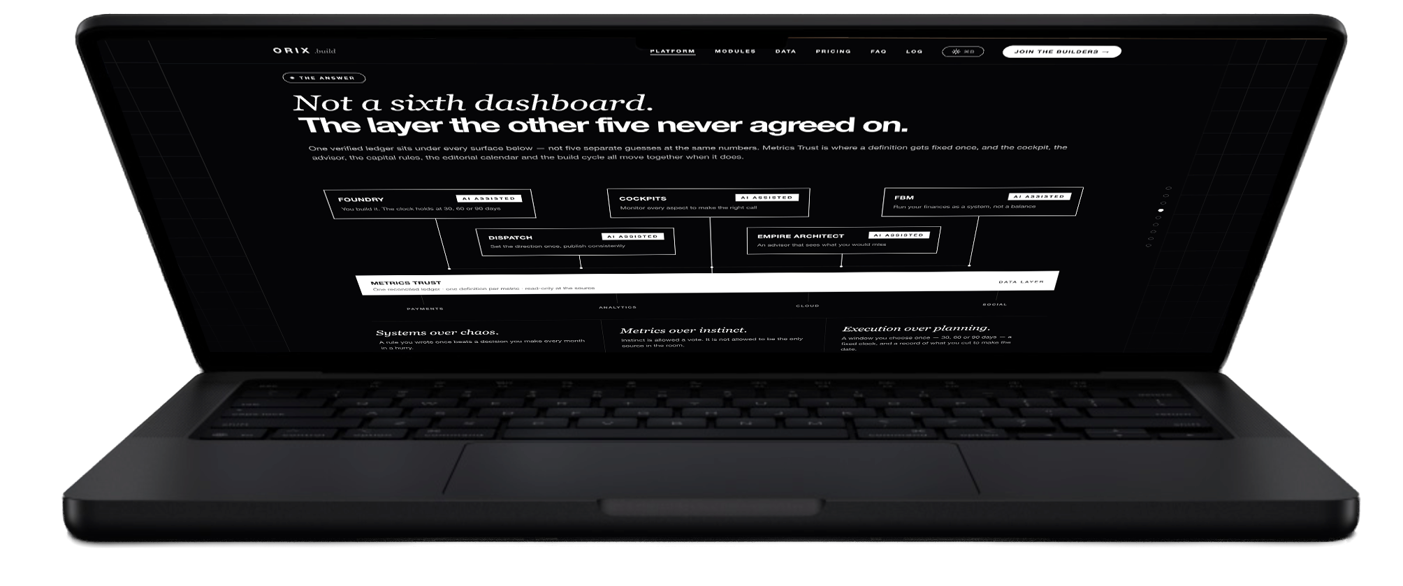 An open laptop, its screen dark.